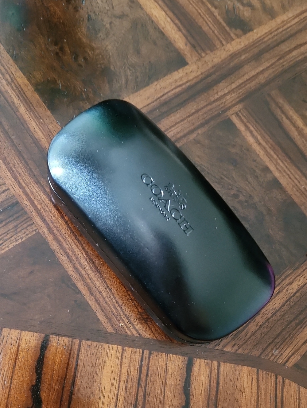 New COACH New York Vegan Black Leather Clamshell Eyeglasses Hardshell Case Box